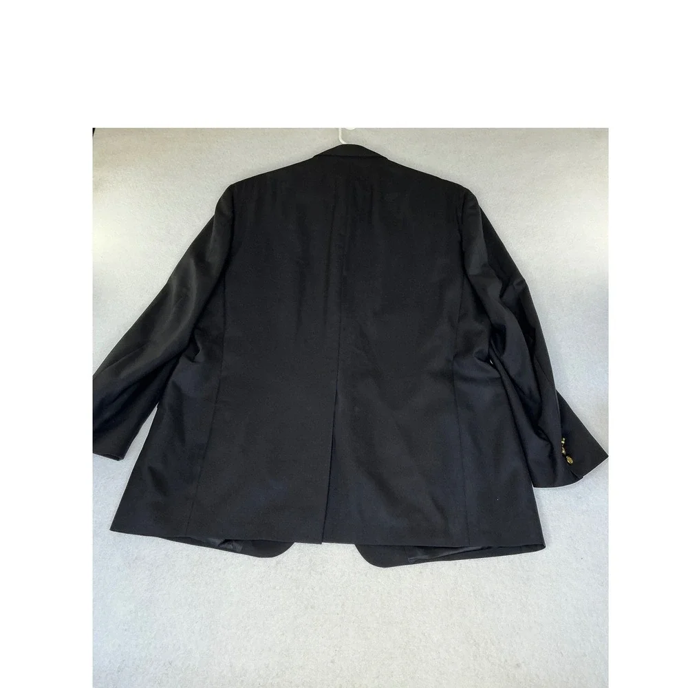 Botany 500 Blazer Men 48L Navy Blue Gold Crest Buttons Made in USA Vintage
